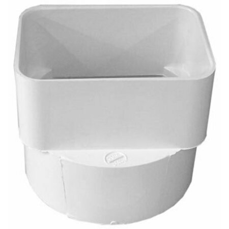GENOVA Canplas 414434Bc Downspout Adapter, 3 X 4 In Connection, Hub, Pvc, White V-1705